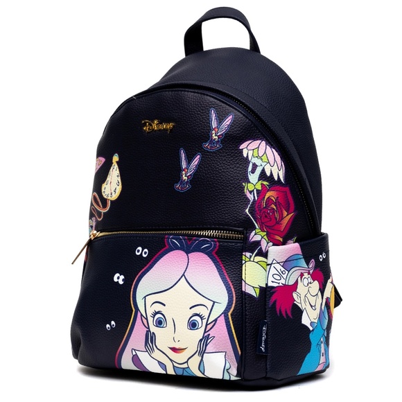 WondaPop Disney Alice in Wonderland Mad Hatter 12" Vegan Leather Mini Backpack - Picture 3 of 7